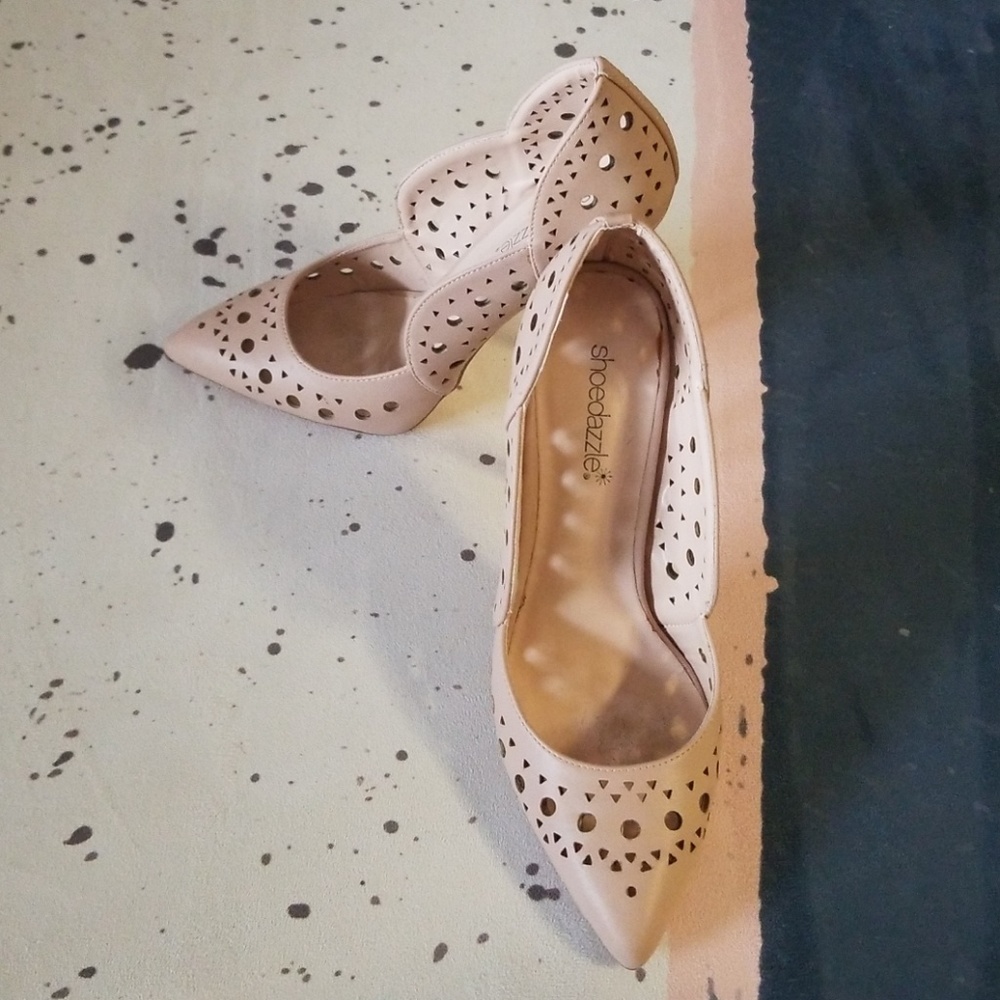 Nude cut out heels
